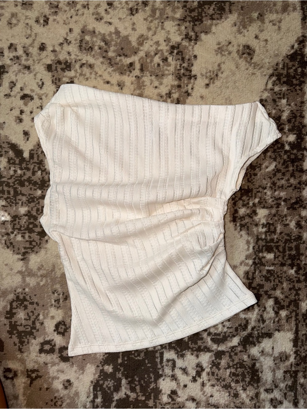 H&M Cream Ribbed One Shoulder Top